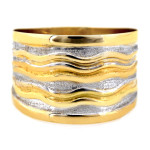 Szeroki złoty pierścionek 375 żółte i białe złoto