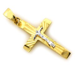 Zawieszka złoty krzyżyk z wizerunkiem Jezusa frezowany