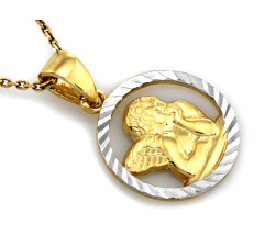 Medalik z aniołkiem dwa kolory złota