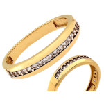 Złoty pierścionek 585 obrączka z cyrkoniami elegancka na prezent