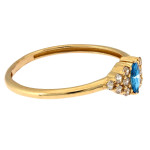 Złoty pierścionek 585 z niebieskim oczkiem cyrkonią delikatny subtelny