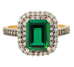 Złoty pierścionek 585 z zielonym kamieniem