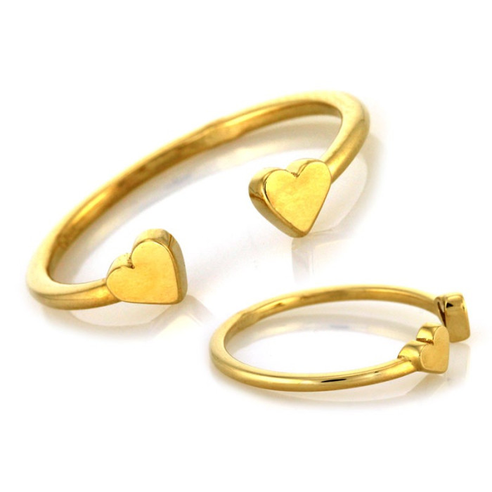 Złoty pierścionek 585 z sercami regulowany rozmiar klasyczny na prezent 14k