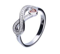 srebrny pierścionek z cyrkoniami nieskończoność