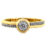 Złoty pierścionek bogato zdobiony brylantami 0.16 ct