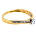 Delikatny złoty pierścionek z brylantami zaręczynowy 0.20 ct