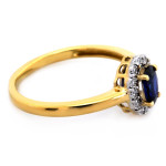 Złoty pierścionek z szafirem i brylantami 