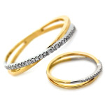 Złoty pierścionek przeplatany z brylantami