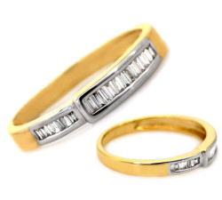 Złoty pierścionek delikatny wąski z brylantami 0.14 ct