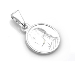 Okrągły medalik srebrny zawieszka z wizerunkiem Jezusa