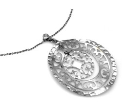 Naszyjnik srebrny z dużym wisiorem okrągłym ażurowym