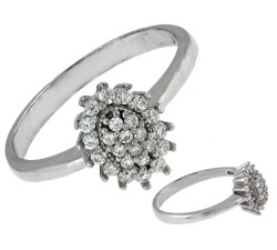 Srebrny pierścionek markiza z cyrkoniami klasyczny elegancki