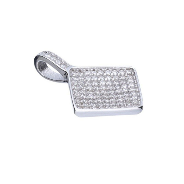 Zawieszka srebrna romb ramka z białymi cyrkoniami SZ305 próba 925 - Sklep  jubilerski Sezam