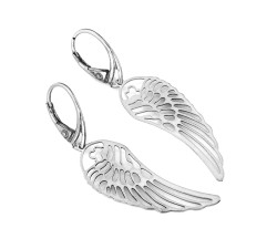 Kolczyki srebrne wiszące 925 duże ażurowe zawieszki skrzydła