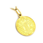 Złoty medalik585 koło krzyż Św. Benedykta
