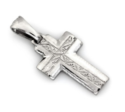 Krzyżyk srebrny zdobiony frezowany zawieszka na łańcuszek