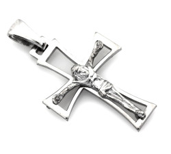Krzyżyk srebrny wycinany z wizerunkiem Jezusa