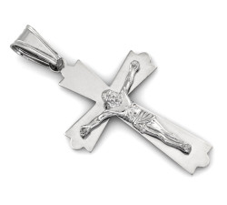 Krzyżyk srebrny męski z Jezusem duży wisiorek
