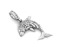 Zawieszka srebrna delfin wysadzany cyrkoniami 