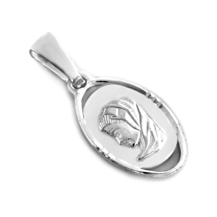 Medalik srebrny owalny Matka Boska profil