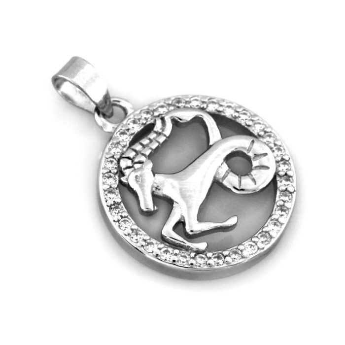 Zawieszka srebrna zodiak baran z cyrkoniami 