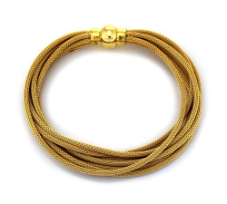 Srebrna bransoletka z kilku łańcuszków sznurów pozłacana