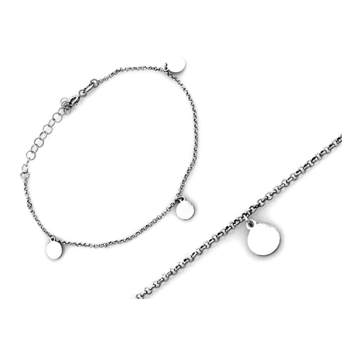 Bransoletka srebrny łańcuszek z okrągłymi zawieszkami