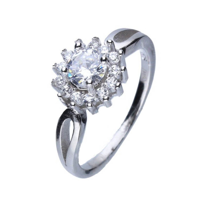 Srebrny pierścionek 925 biała elegancka cyrkonia r 16