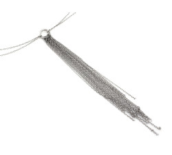 Naszyjnik srebrny podwójny z długim wisiorem frędzlem 