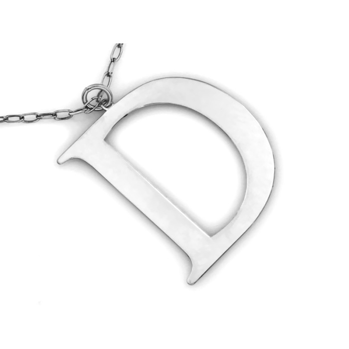 Srebrny naszyjnik z dużą literą D modny wzór