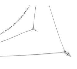 Naszyjnik srebrny trzy łańcuszki z wiszącymi krzyżykami 