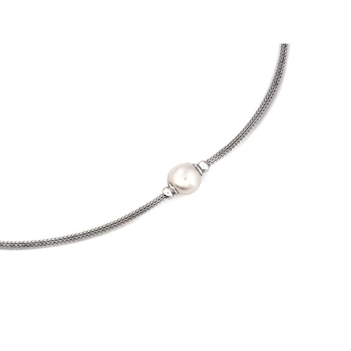 Srebrny naszyjnik z perłą gruby sznur