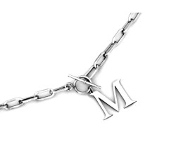 Srebrny naszyjnik modny  zdużych ogniw z literką M