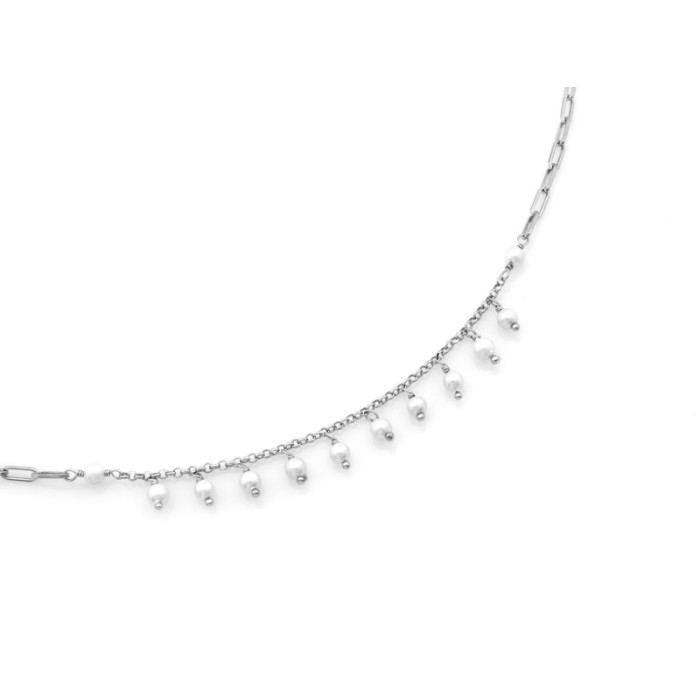 Naszyjnik srebrny z wiszącymi perełkami 