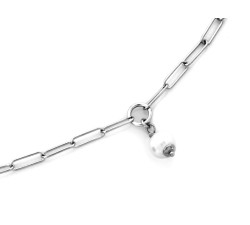 Naszyjnik srebrny z dużych ogniw z perłą 