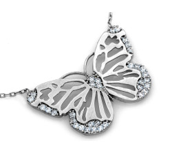 Naszyjnik srebrny z motylem z cyrkoniami