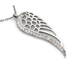 Naszyjnik srebrny z dużym ażurowym skrzydłem 