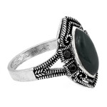 Srebrny pierścień duży oksydowany z czarnymi kamieniami syntetycznymi
