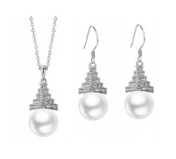 Komplet biżuterii platerowanej wiszące perły