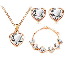 Komplet biżuterii damskiej białe cyrkonie serca