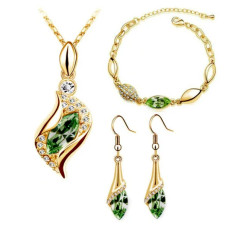 Komplet biżuterii zielone cyrkonie