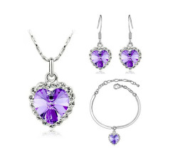 Komplet biżuterii serca jasno fioletowe