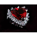 Komplet biżuterii rubinowe serduszka serce oceanu  czerwone cyrkonie na prezent