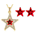 Komplet biżuterii kryształowe gwiazdki rubinowe gwiazdy cyrkonie na prezent