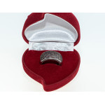 Srebrny pierścionek 925 szeroki zdobiony cyrkoniami w kolorze brązu