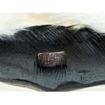 Srebrny pierścionek 925 szeroki zdobiony cyrkoniami w kolorze brązu