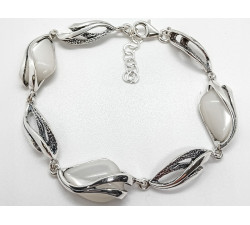 srebrna bransoletka 925 z białym kamieniem