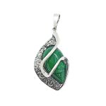 Srebrna przywieszka 925 elegancka łezka z zielonym kamieniem