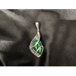 Srebrna przywieszka 925 elegancka łezka z zielonym kamieniem