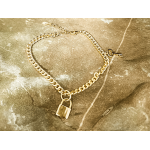 Srebrna bransoletka 925 pozłacana łańcuszek kluczyk i kłódka